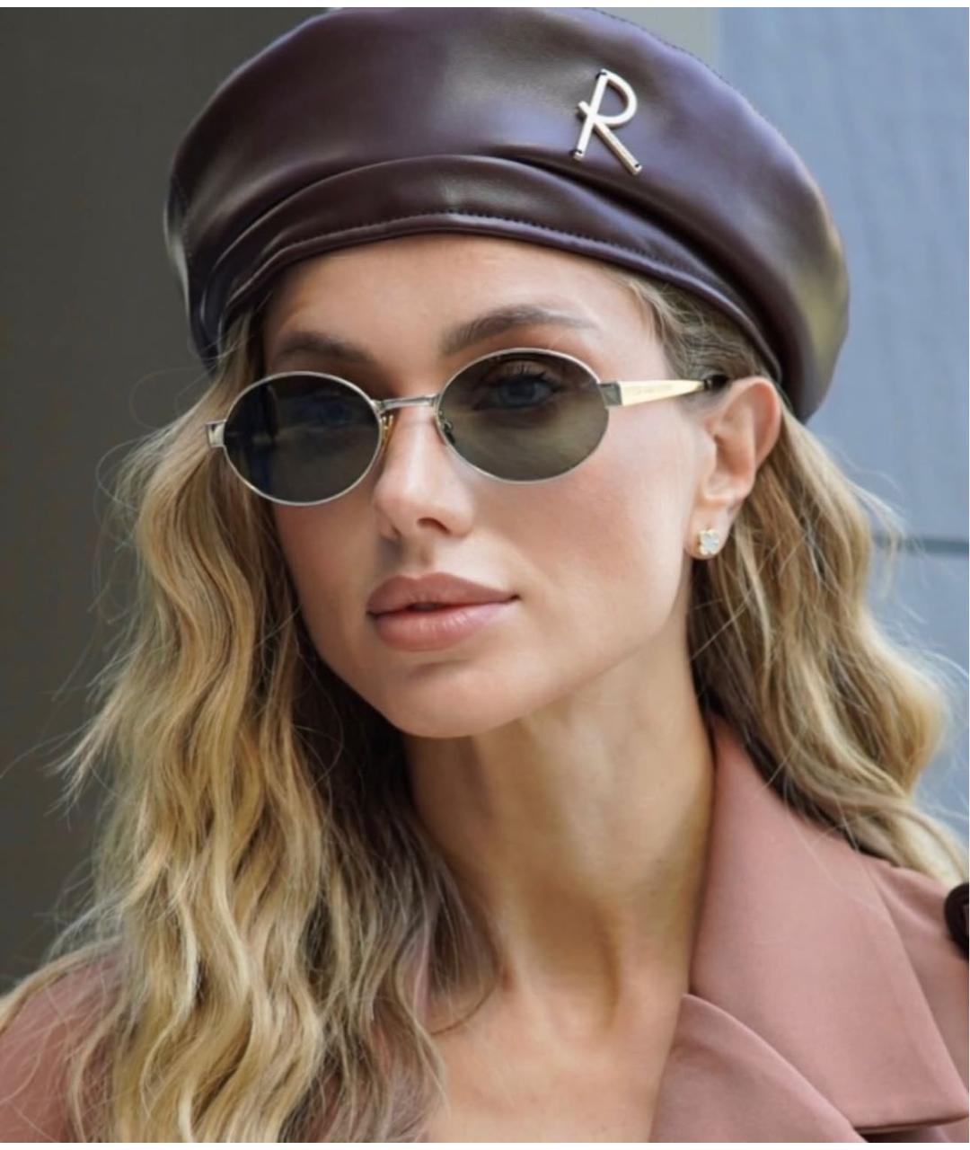 SAINT LAURENT Золотые металлические солнцезащитные очки, фото 6