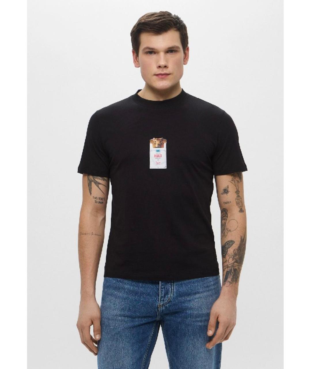 HUGO BOSS Черная хлопковая футболка, фото 3