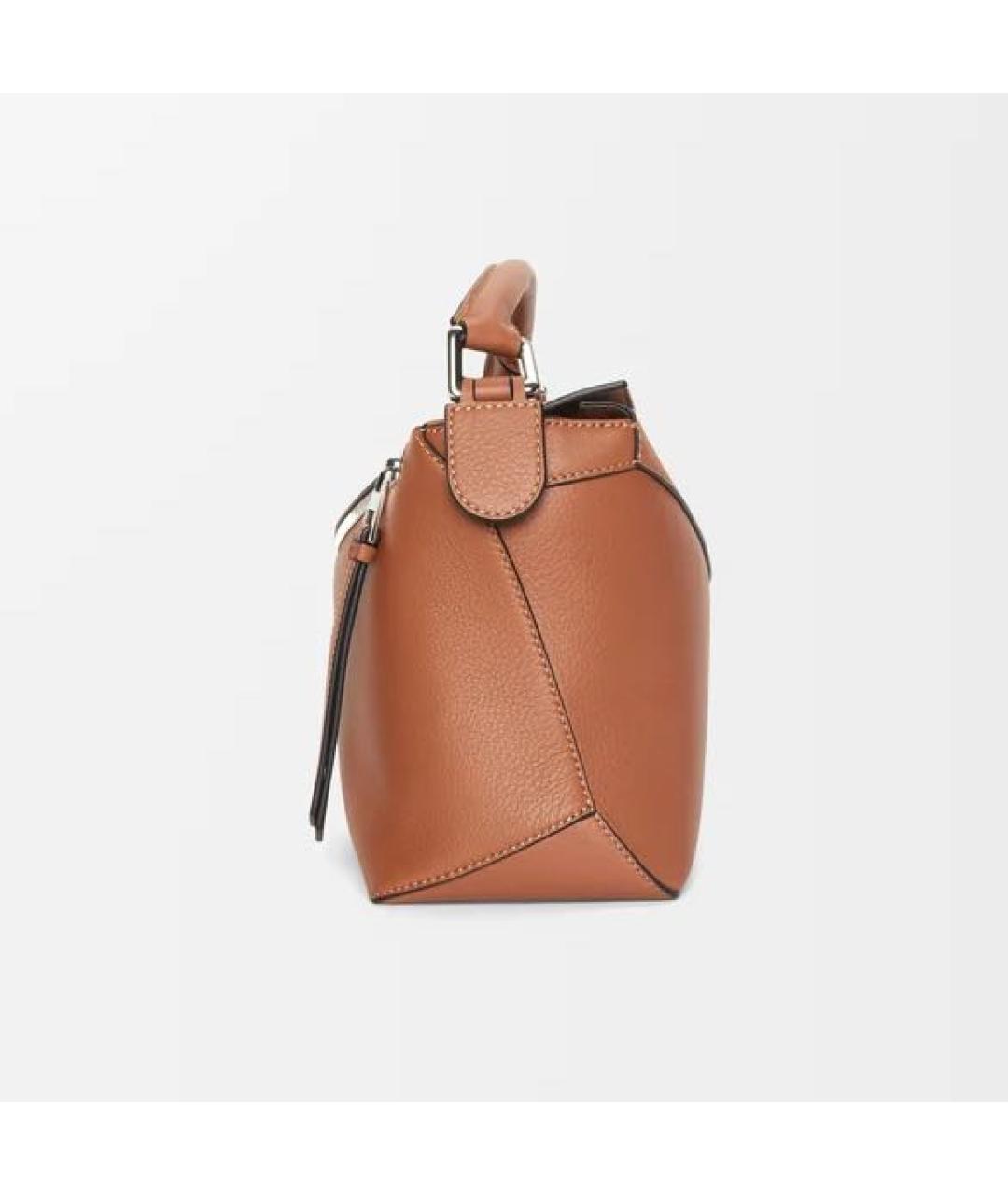 LOEWE Коричневая кожаная сумка с короткими ручками, фото 5