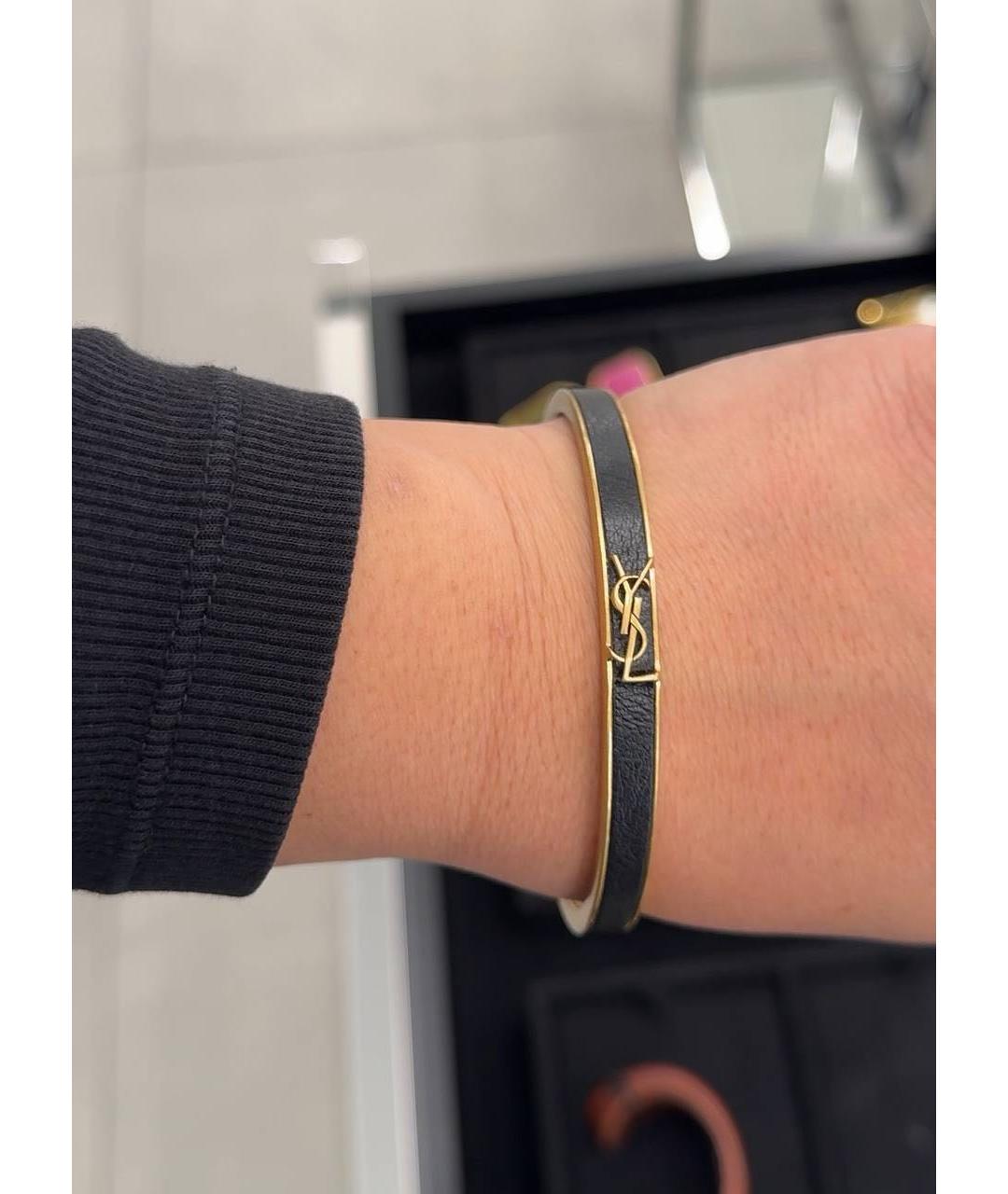 SAINT LAURENT Черный металлический браслет, фото 2