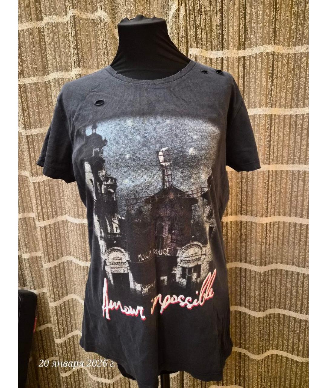 PINKO Черная хлопковая футболка, фото 8