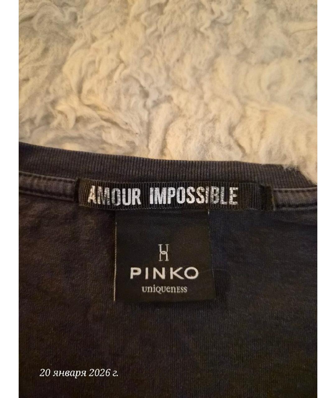 PINKO Черная хлопковая футболка, фото 3