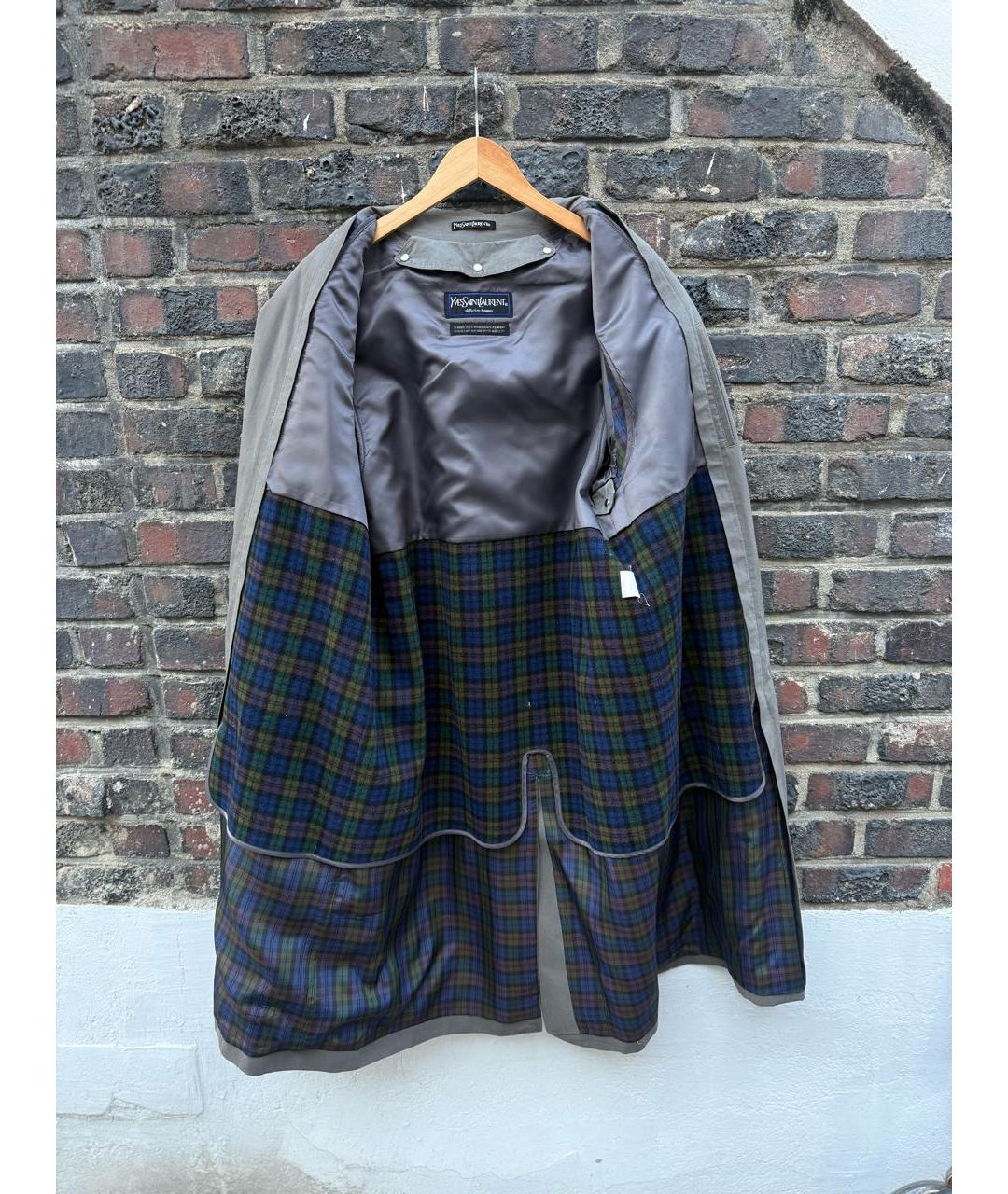 SAINT LAURENT Антрацитовый хлопковый тренч / плащ, фото 8