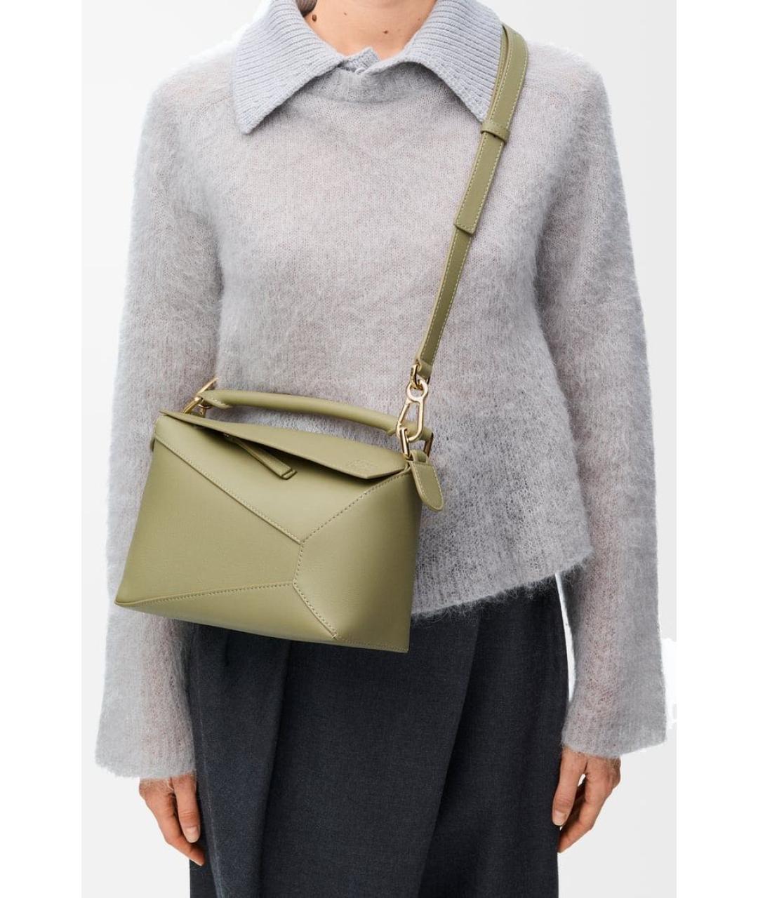 LOEWE Зеленая кожаная сумка через плечо, фото 2