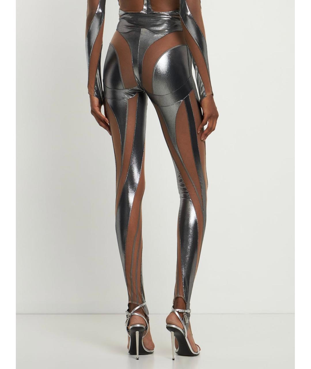 MUGLER Серебряные полиамидовые леггинсы и велосипедки, фото 3