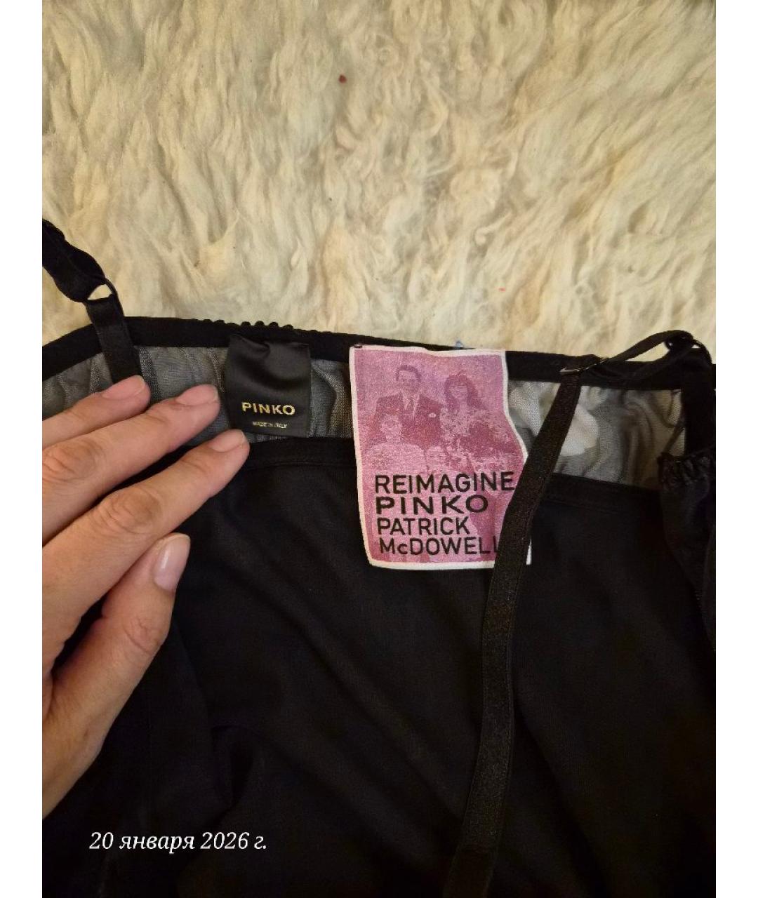 PINKO Черное полиэстеровое коктейльное платье, фото 4