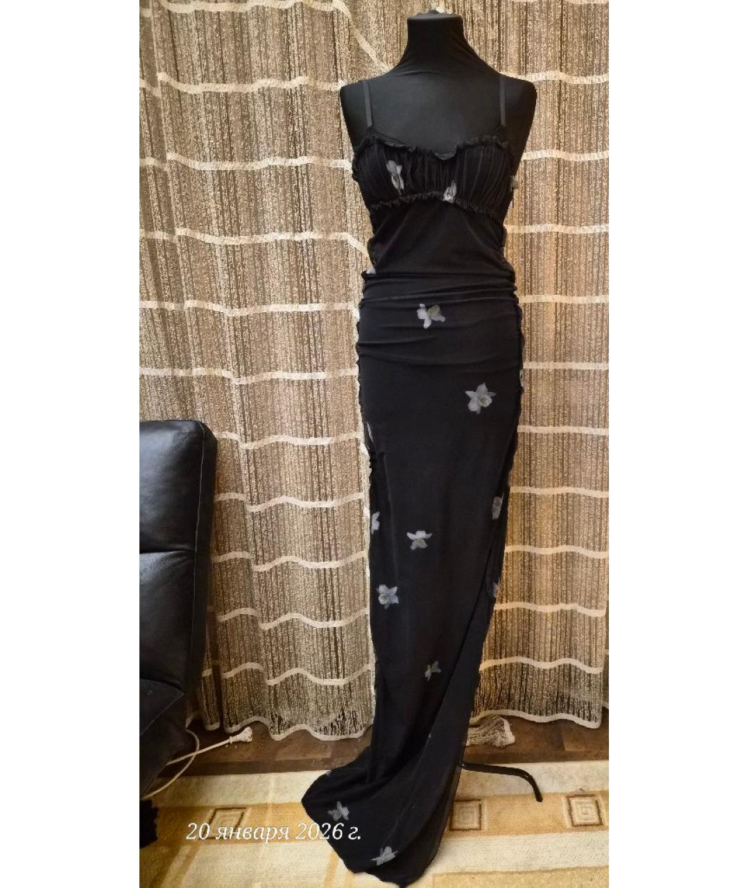 PINKO Черное полиэстеровое коктейльное платье, фото 10