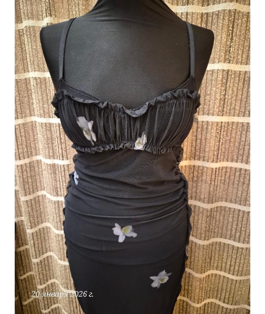 PINKO Черное полиэстеровое коктейльное платье, фото 7