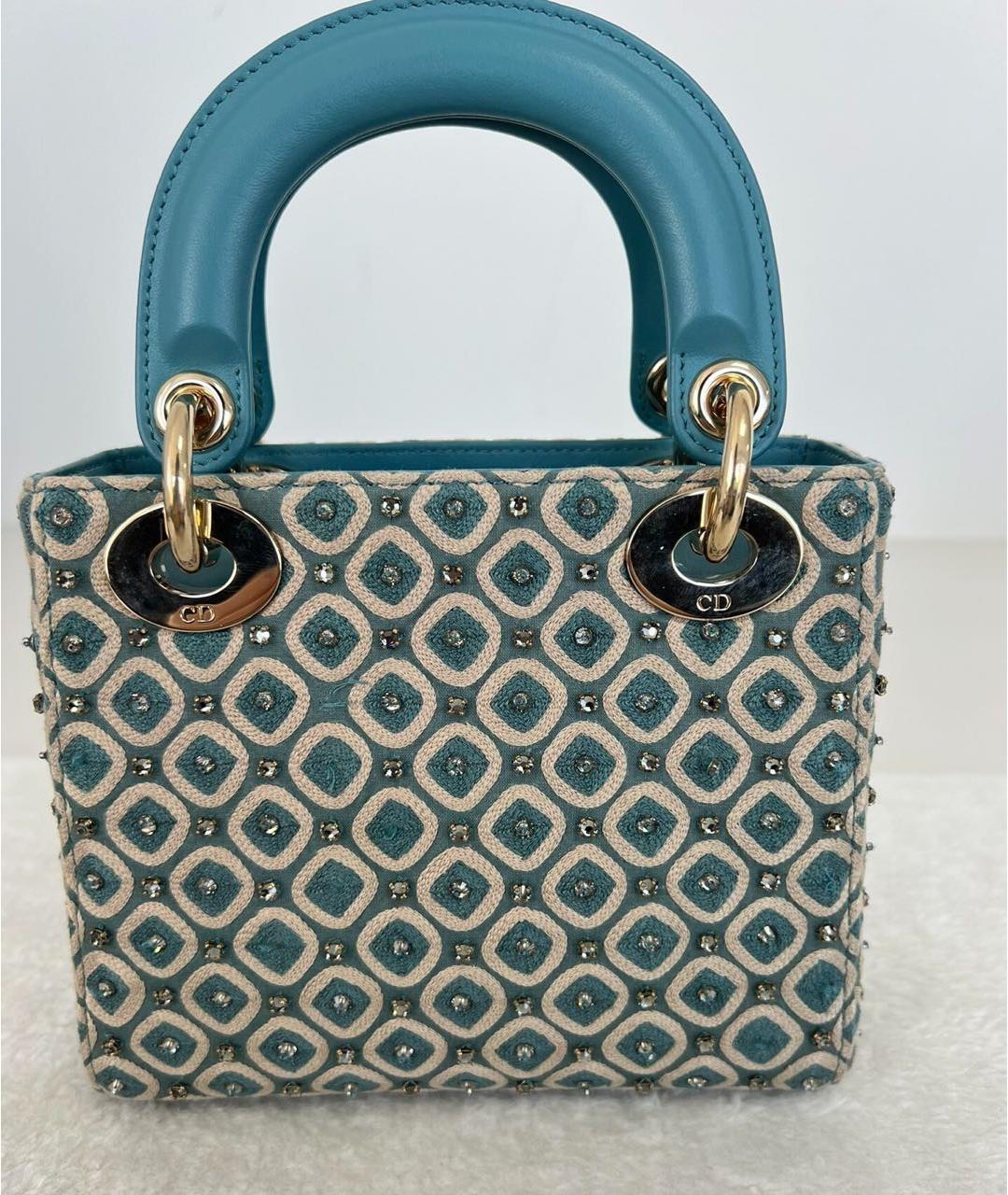 CHRISTIAN DIOR Бирюзовая сумка с короткими ручками, фото 3