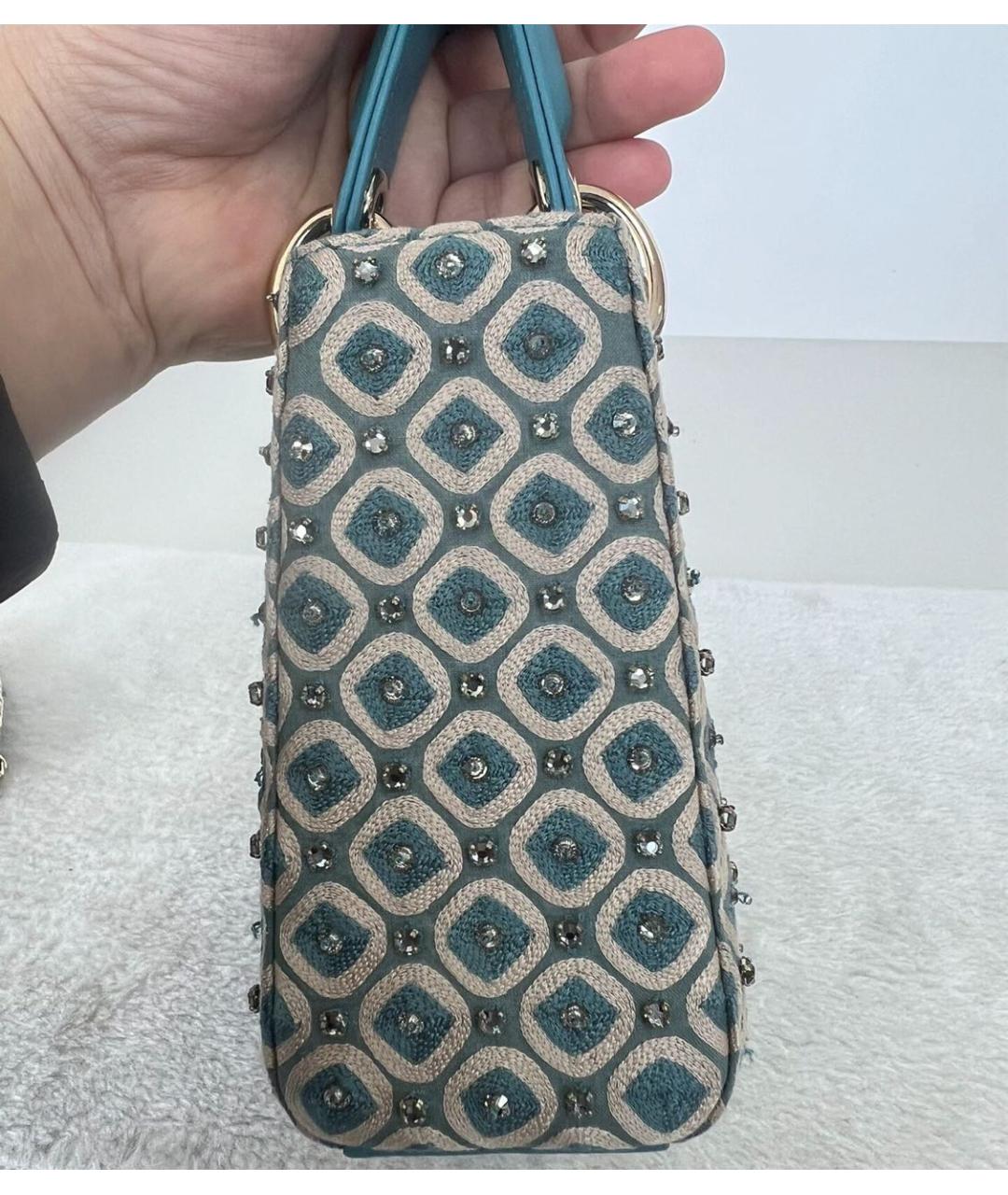 CHRISTIAN DIOR Бирюзовая сумка с короткими ручками, фото 4