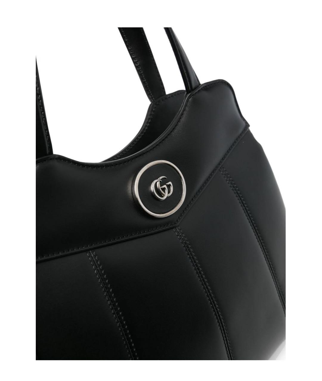 GUCCI Черная кожаная сумка тоут, фото 3