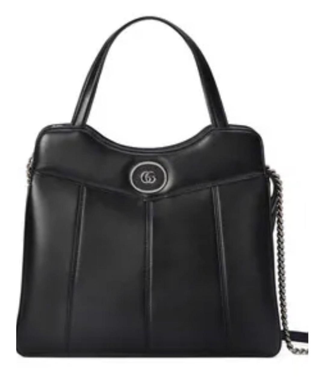 GUCCI Черная кожаная сумка тоут, фото 2