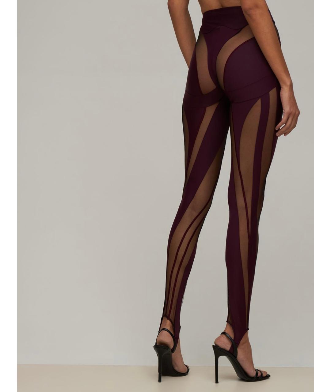 MUGLER Бордовые полиамидовые леггинсы и велосипедки, фото 3