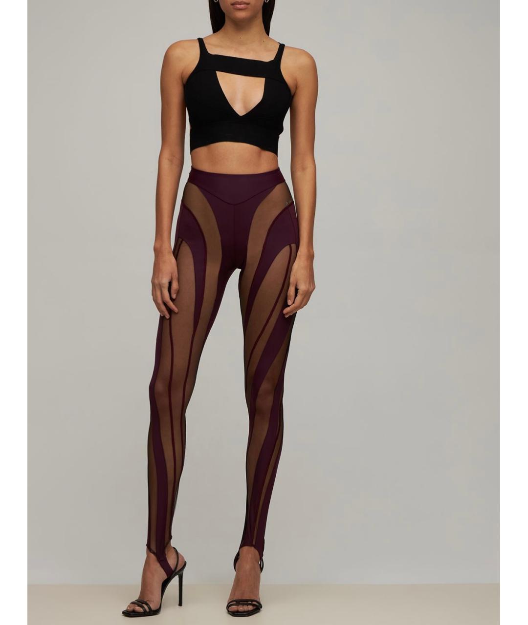MUGLER Бордовые полиамидовые леггинсы и велосипедки, фото 2