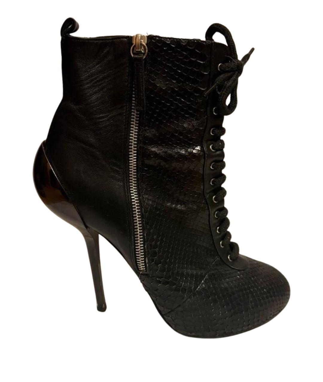 GIUSEPPE ZANOTTI DESIGN Черные сапоги из экзотической кожи, фото 1