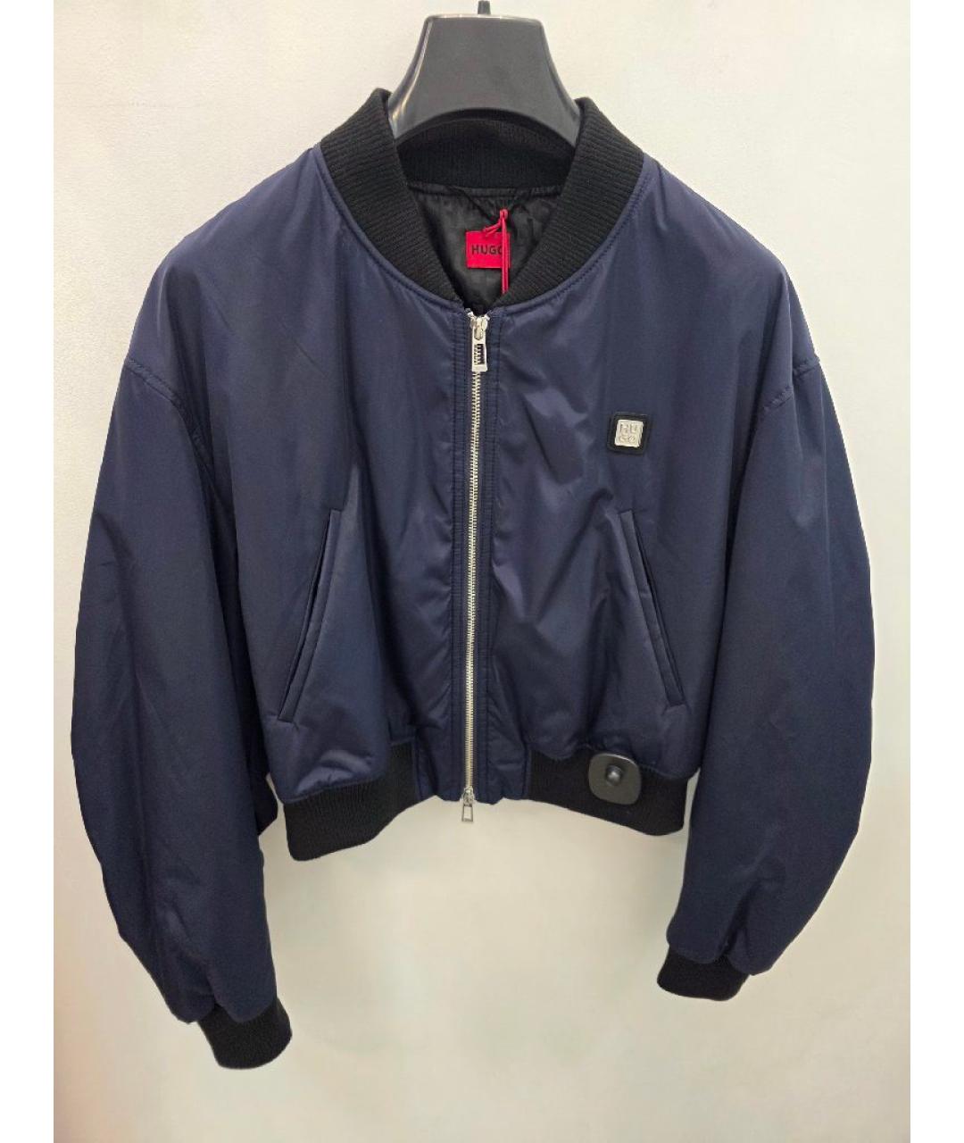 HUGO Темно-синяя полиэстеровая куртка, фото 4