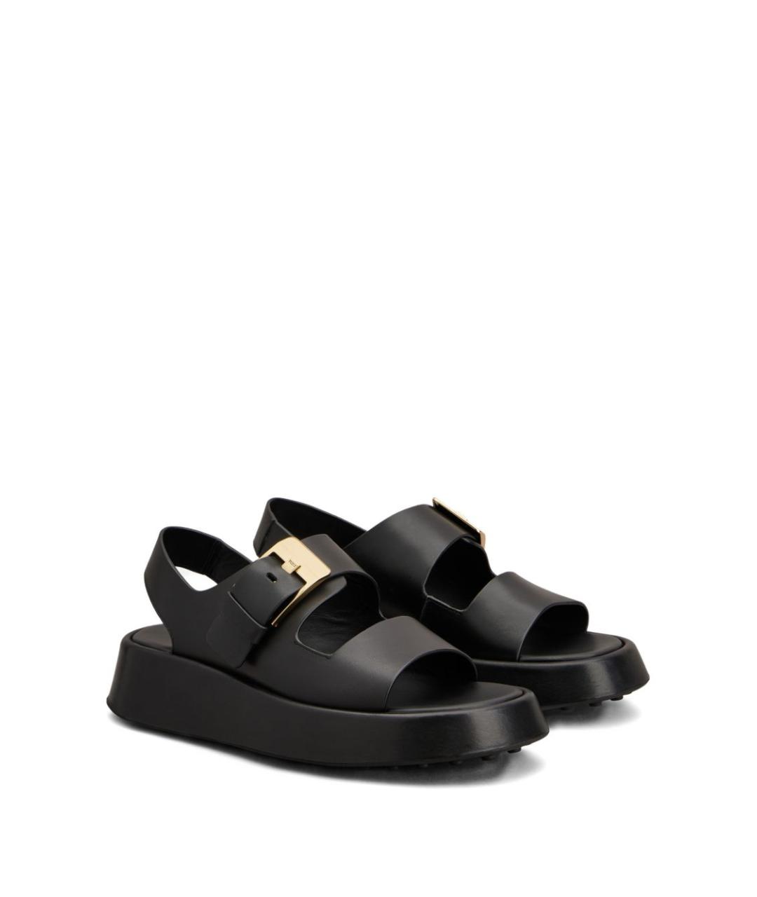 TOD'S Черные кожаные босоножки, фото 4