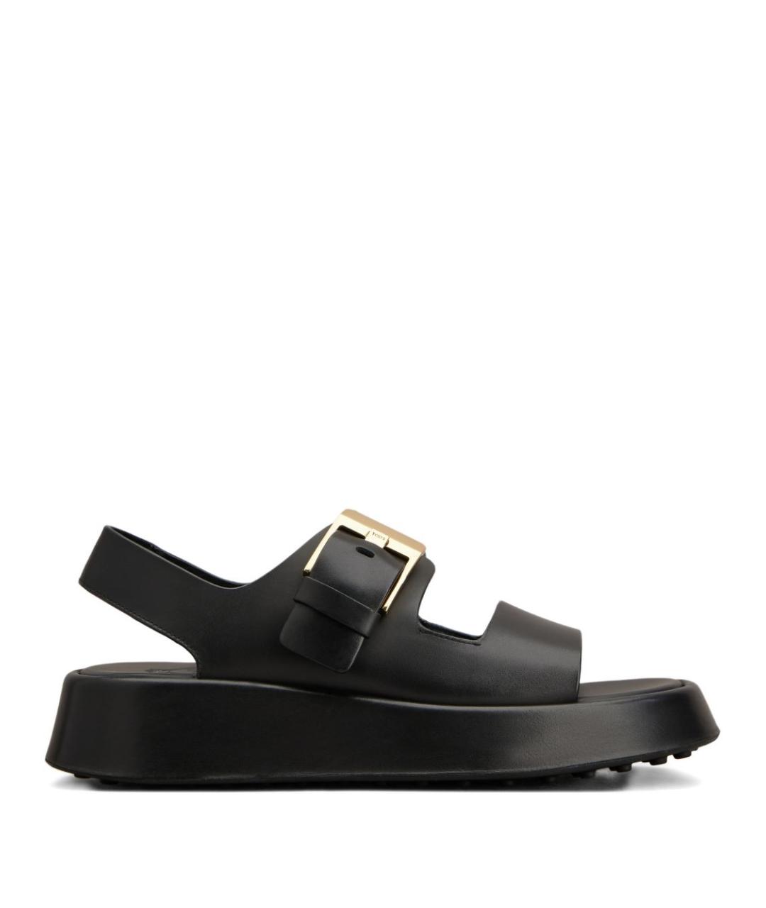 TOD'S Черные кожаные босоножки, фото 1