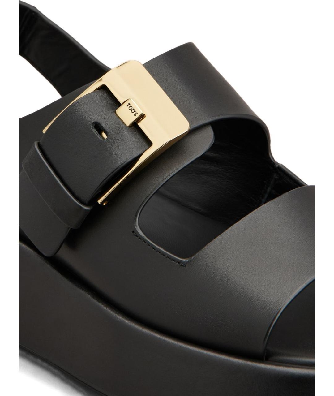 TOD'S Черные кожаные босоножки, фото 5