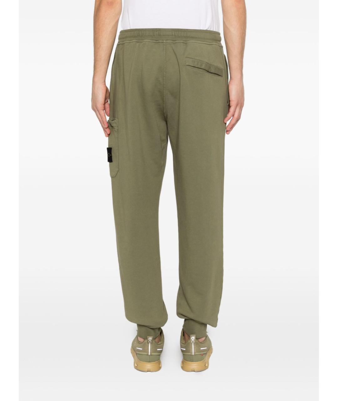 STONE ISLAND Зеленые хлопковые повседневные брюки, фото 2