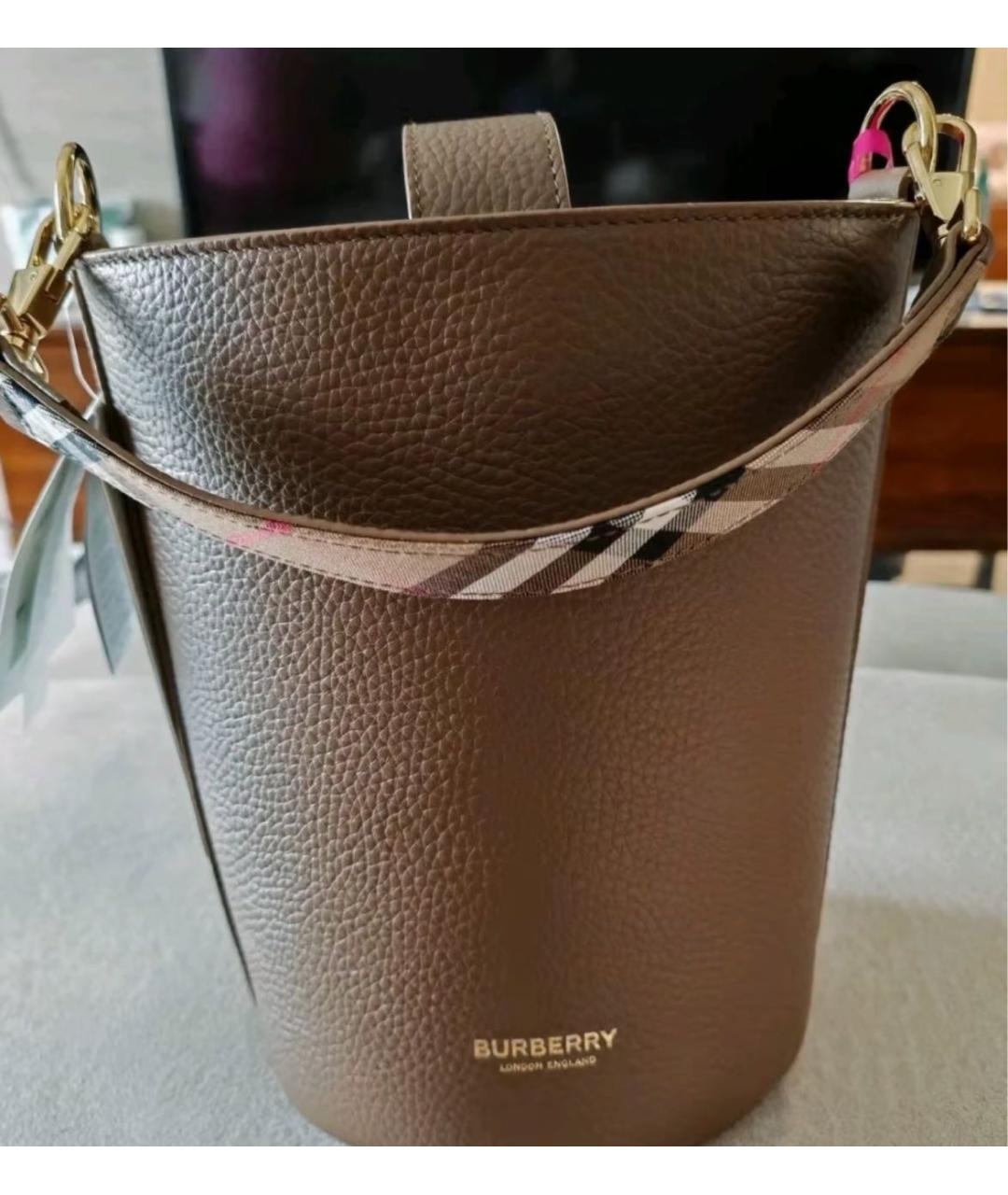 BURBERRY Коричневая кожаная сумка через плечо, фото 5