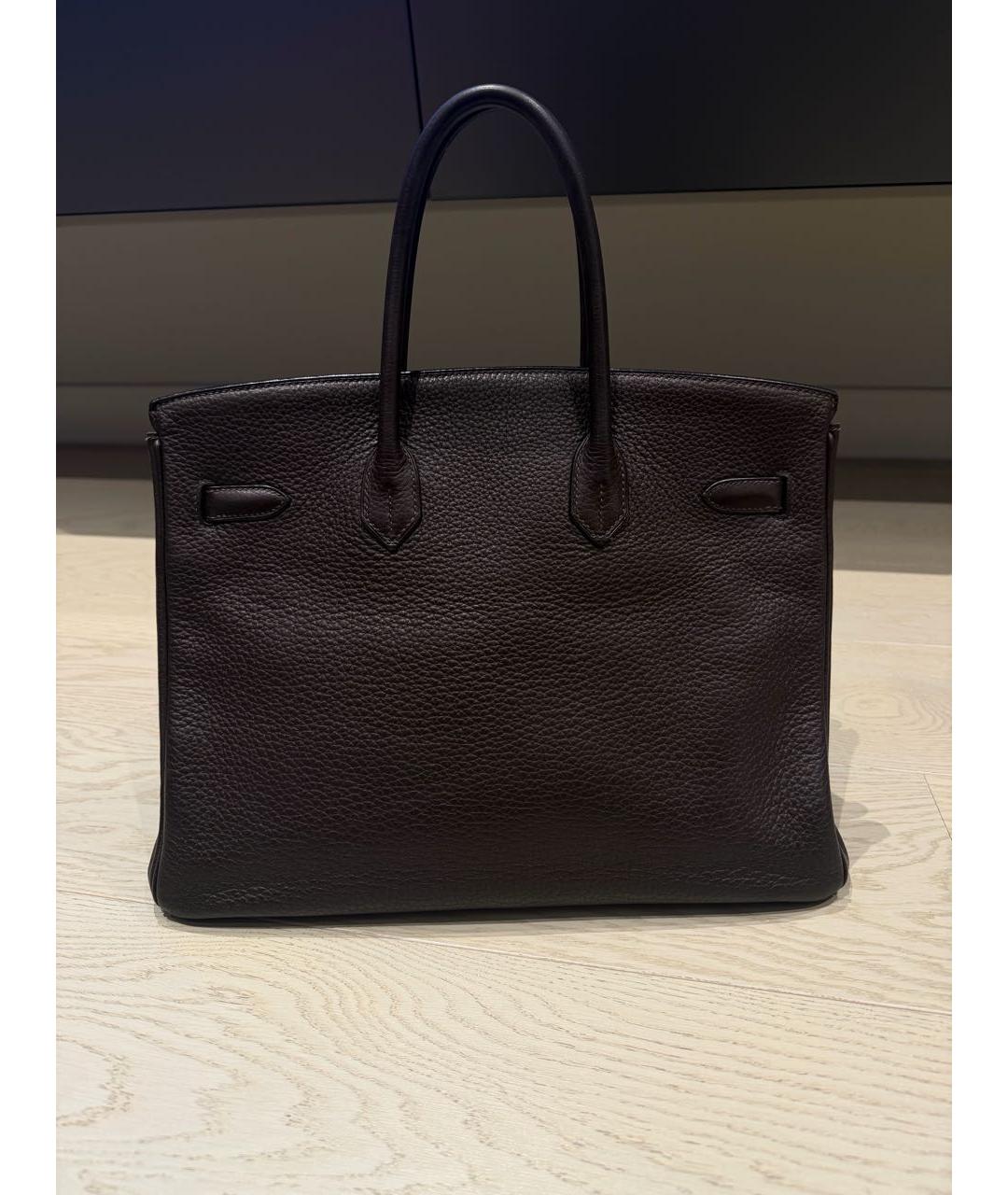 HERMES Коричневая кожаная сумка с короткими ручками, фото 2