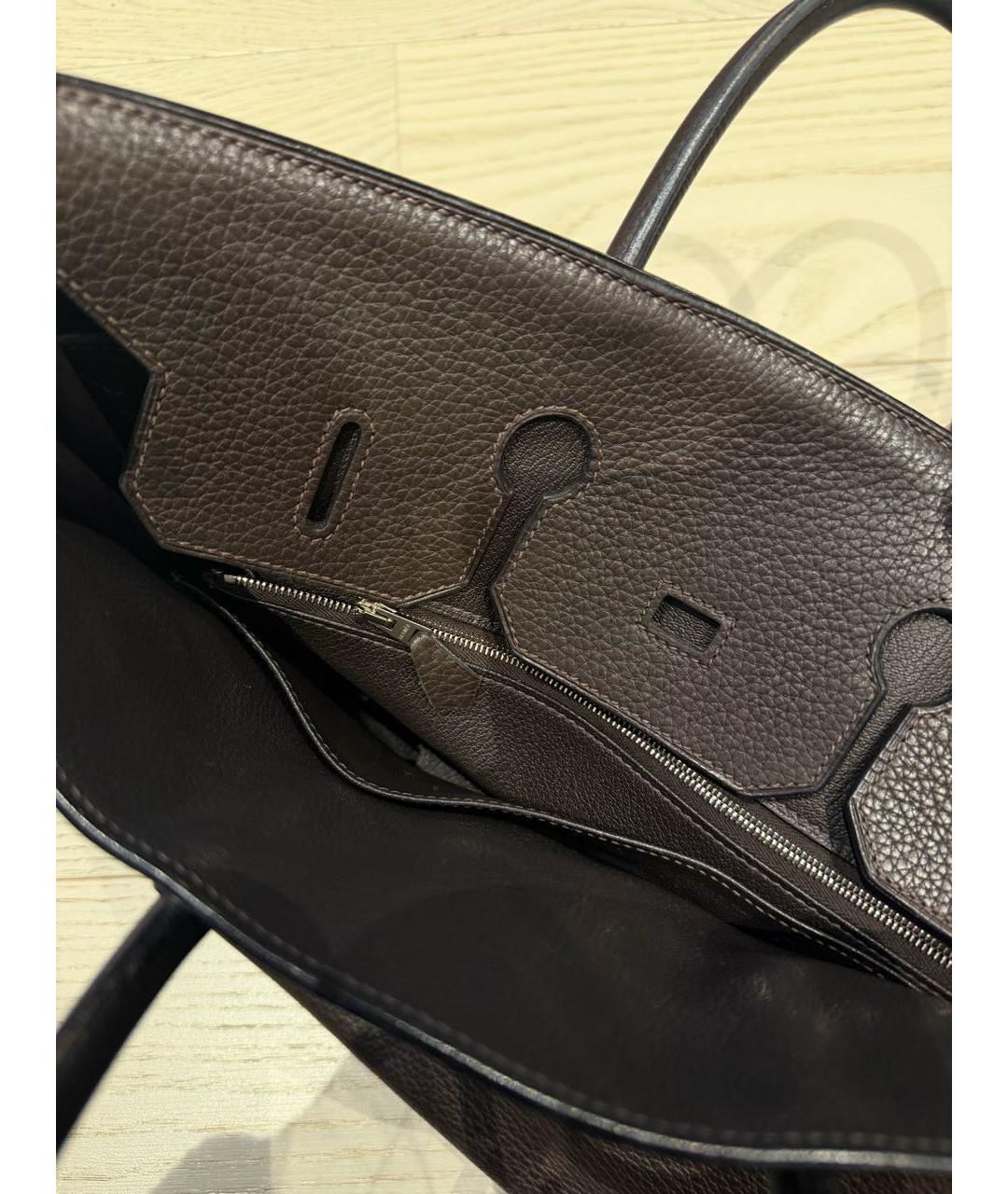 HERMES Коричневая кожаная сумка с короткими ручками, фото 5