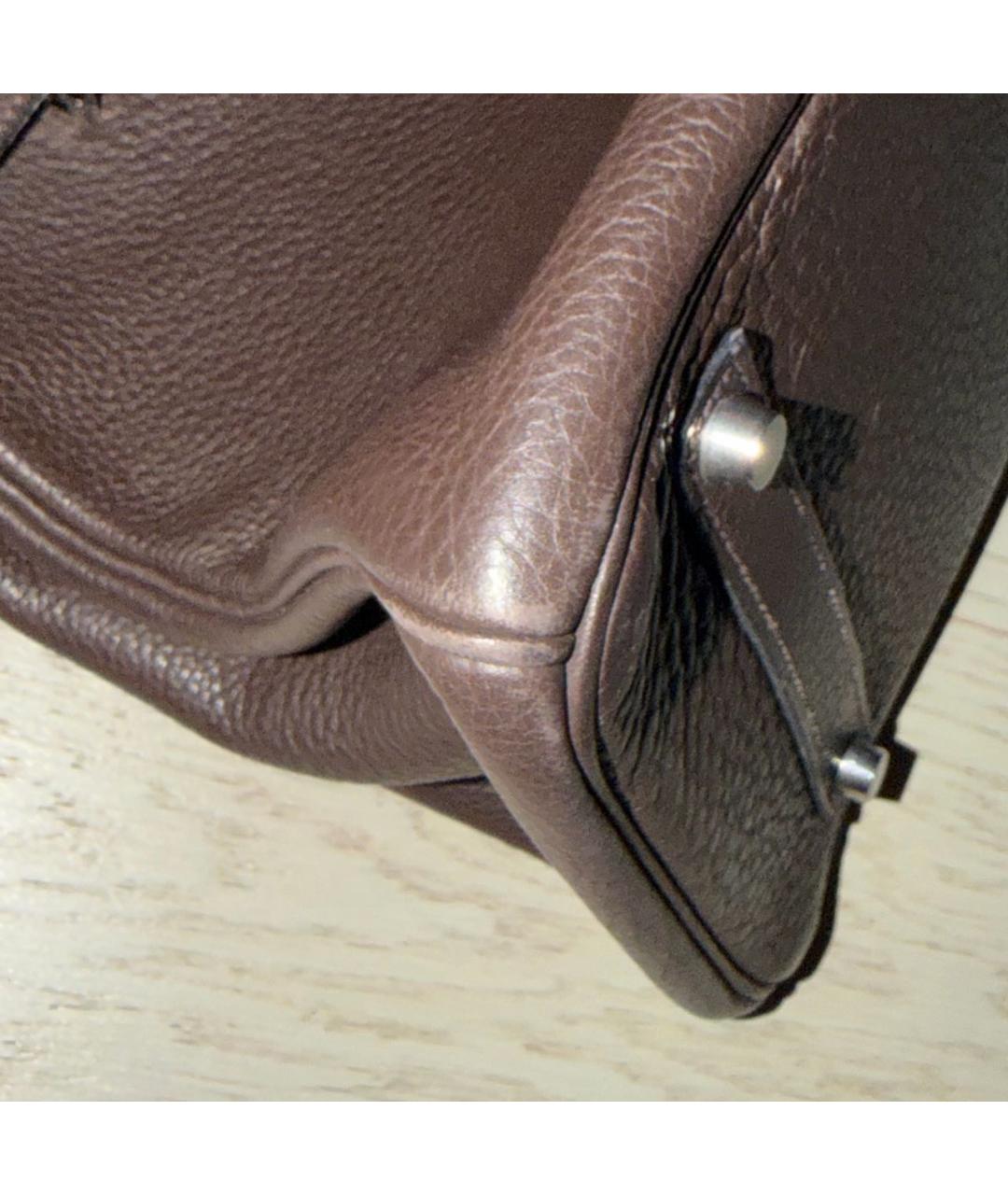 HERMES Коричневая кожаная сумка с короткими ручками, фото 7