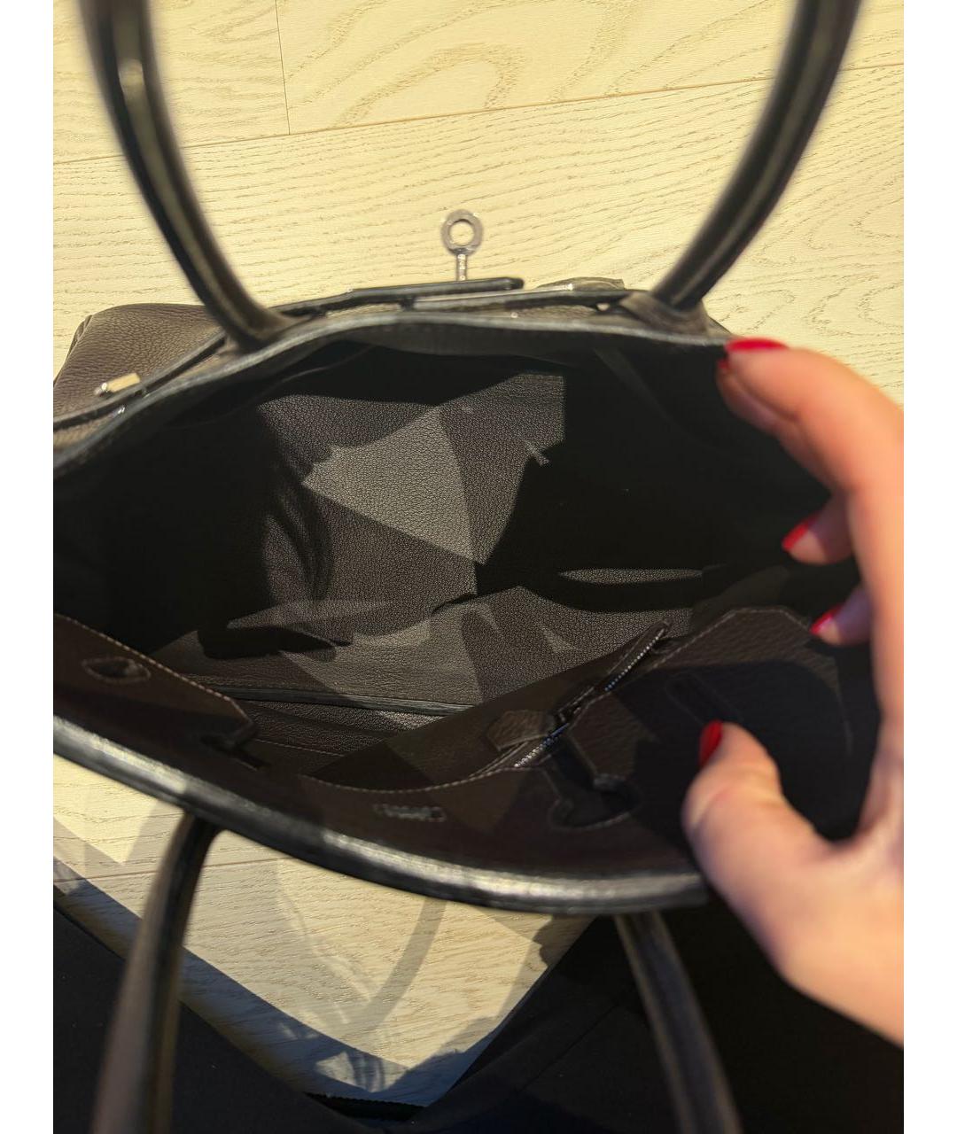 HERMES Коричневая кожаная сумка с короткими ручками, фото 6