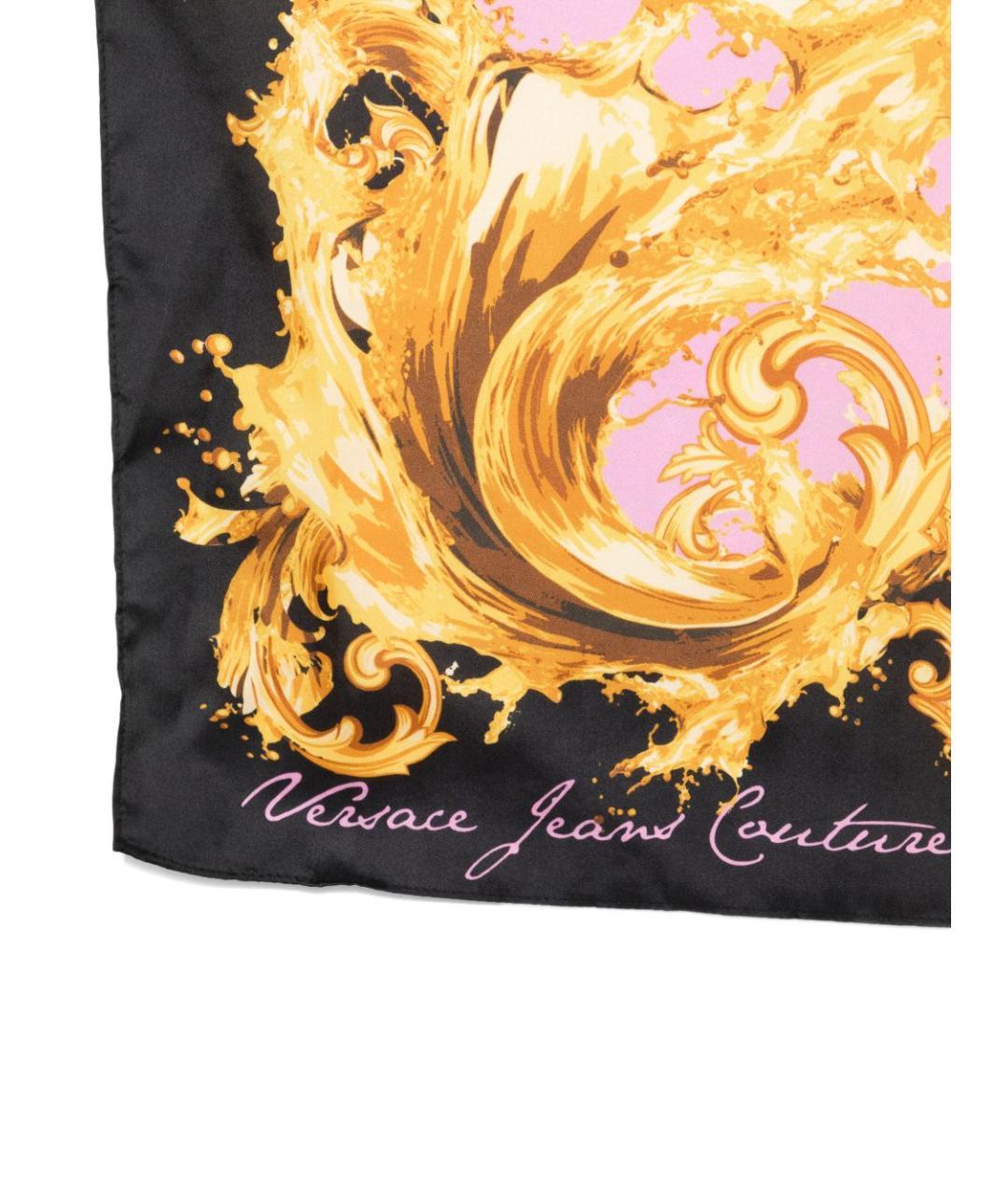 VERSACE JEANS COUTURE Черный шелковый платок, фото 2
