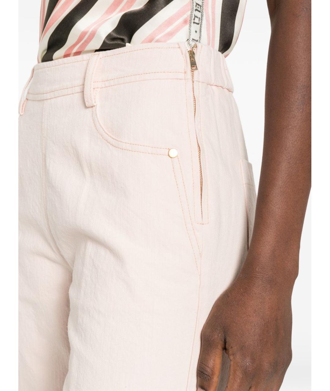 FORTE FORTE Розовые хлопковые прямые брюки, фото 3