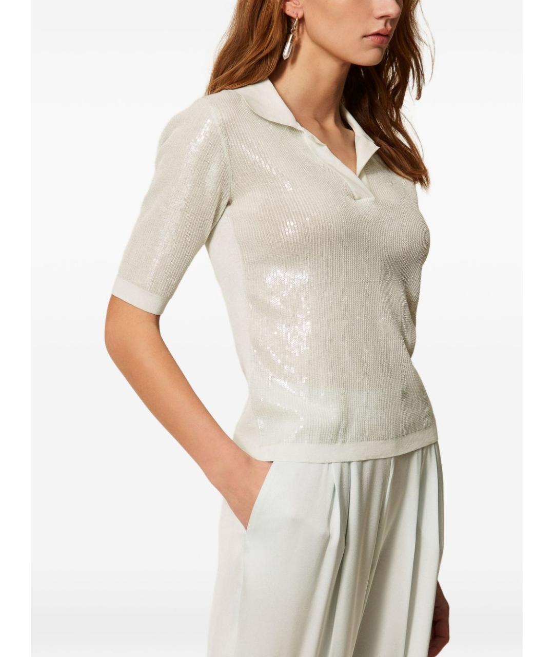 TWIN-SET Белая хлопковая футболка, фото 5