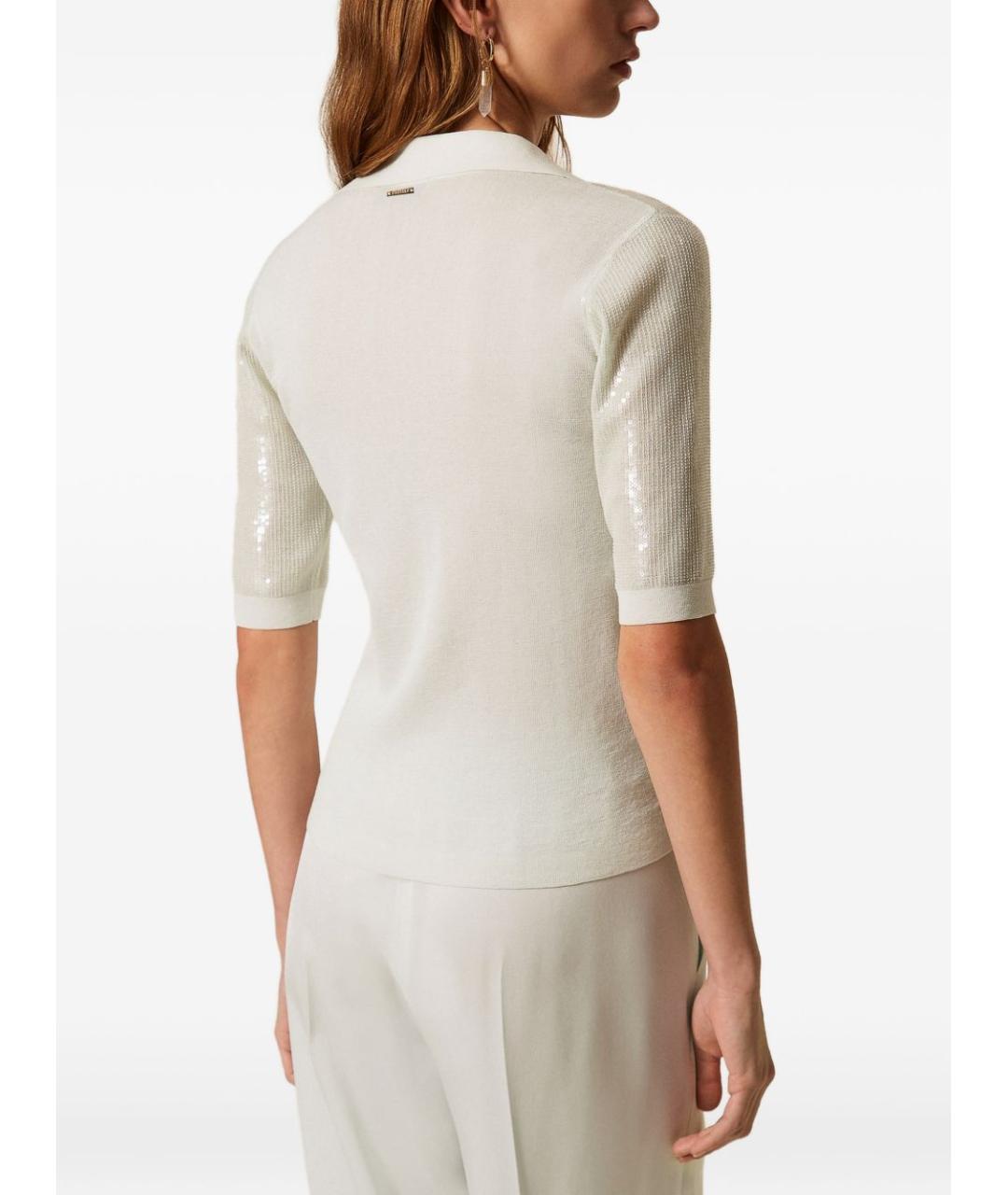 TWIN-SET Белая хлопковая футболка, фото 4