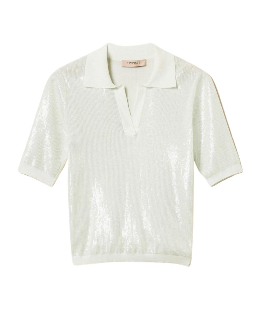 TWIN-SET Белая хлопковая футболка, фото 1