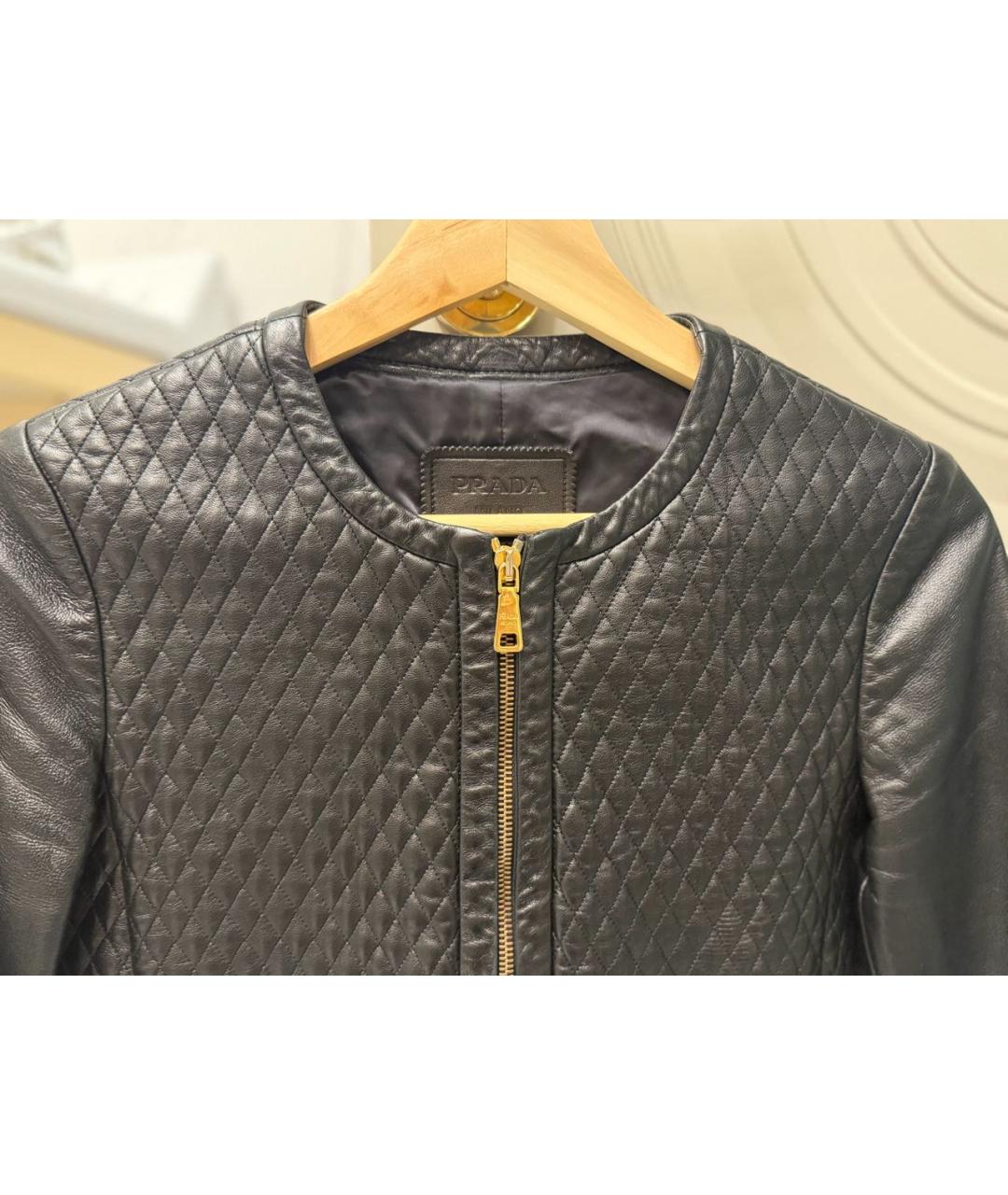 PRADA Черная кожаная куртка, фото 4