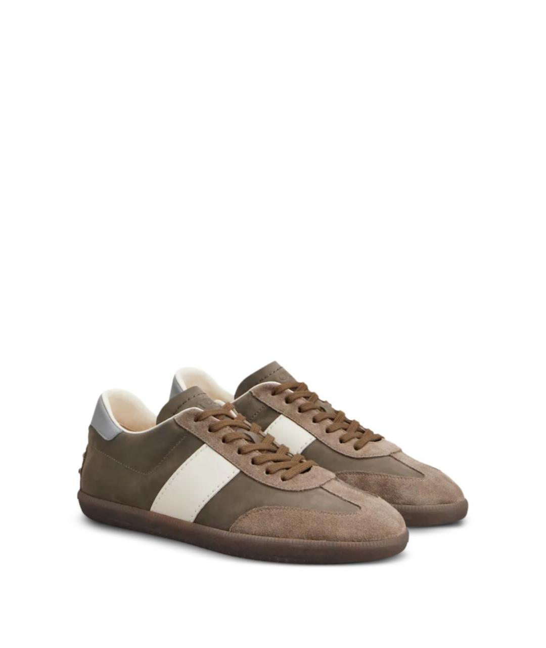 TOD'S Серые кожаные низкие кроссовки / кеды, фото 2