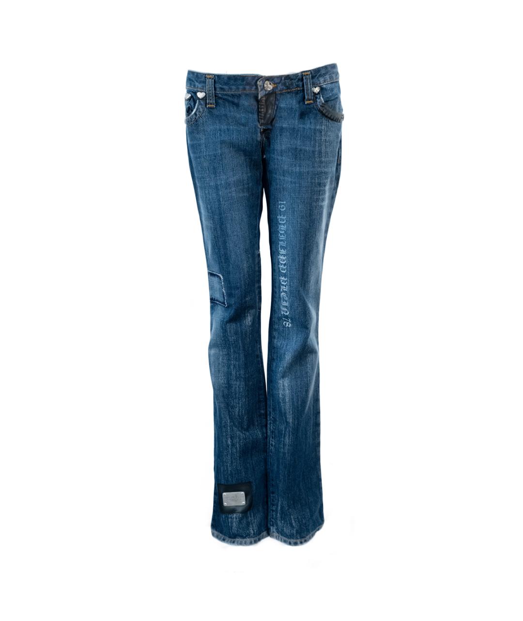 PHILIPP PLEIN Синие хлопковые прямые джинсы, фото 1