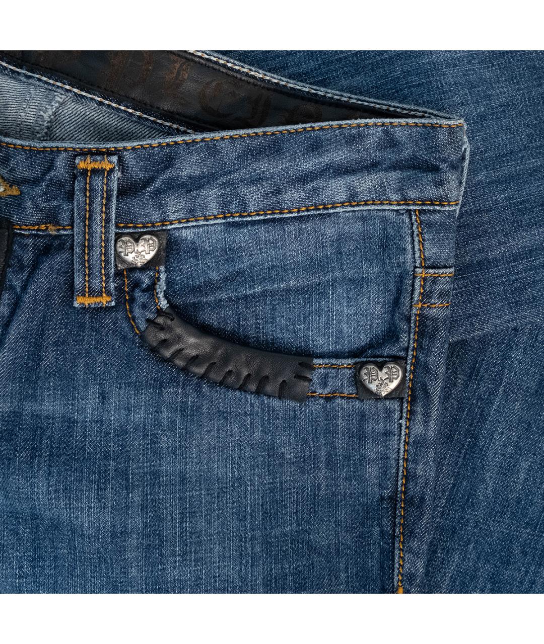 PHILIPP PLEIN Синие хлопковые прямые джинсы, фото 5