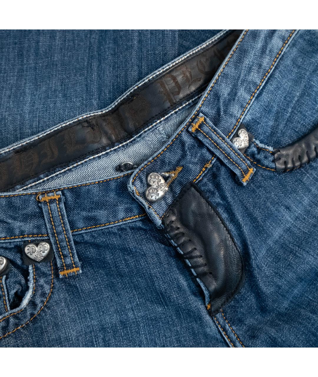 PHILIPP PLEIN Синие хлопковые прямые джинсы, фото 3