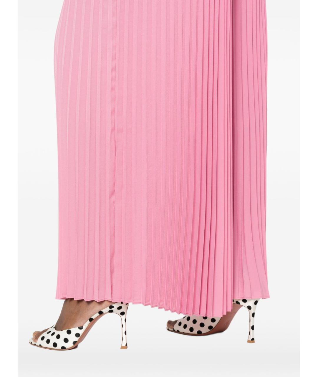 TWIN-SET Розовые полиамидовые прямые брюки, фото 4