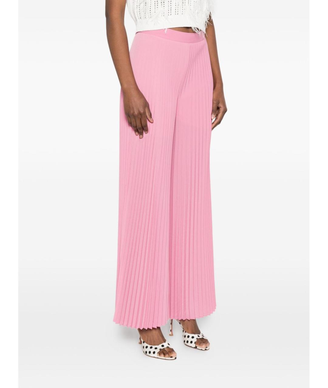 TWIN-SET Розовые полиамидовые прямые брюки, фото 2