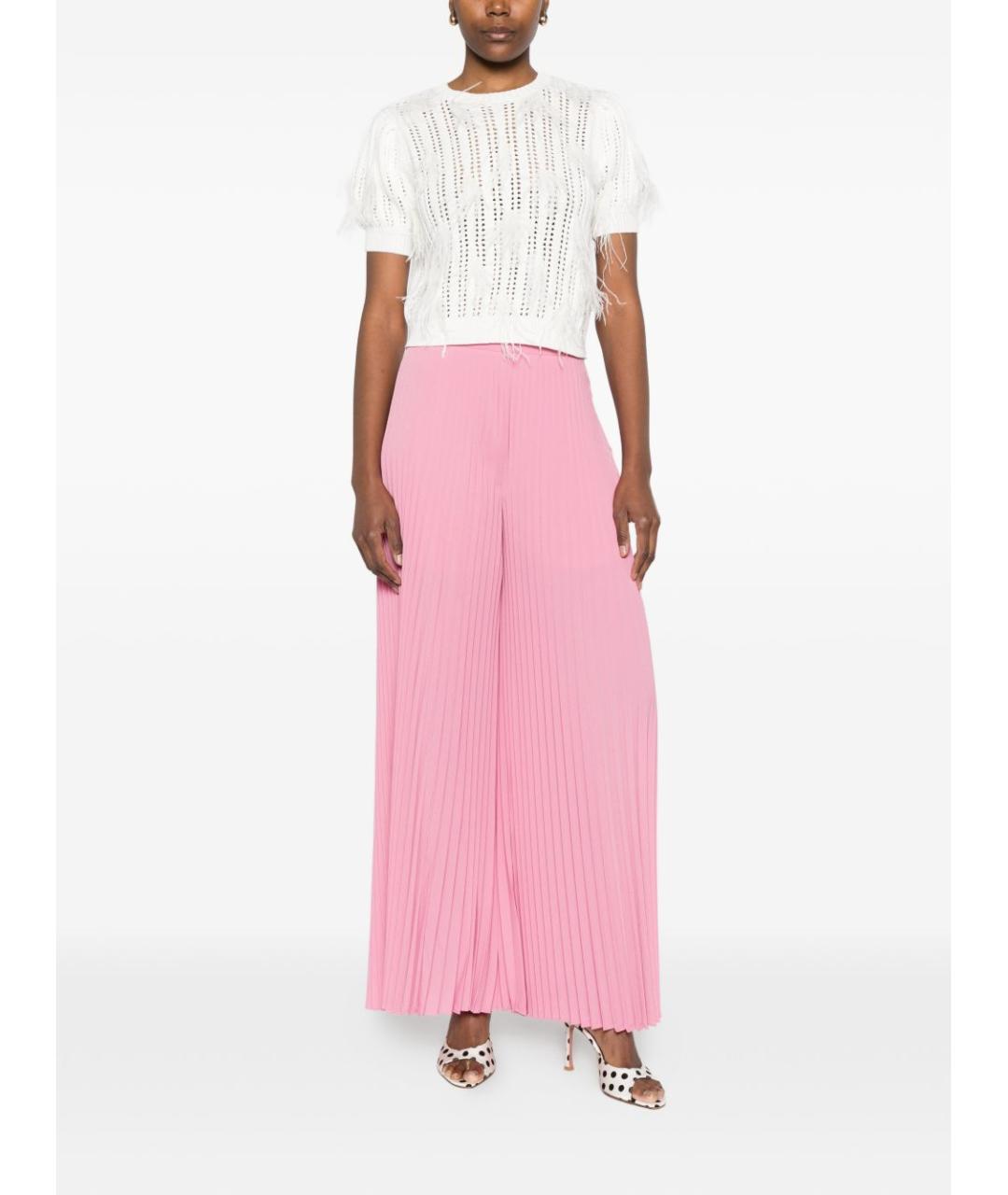 TWIN-SET Розовые полиамидовые прямые брюки, фото 3