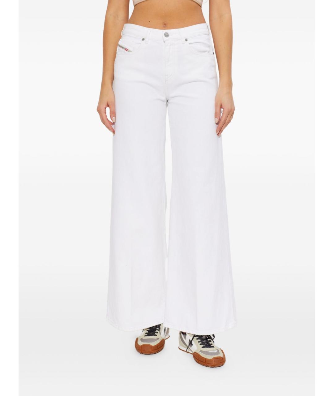 DIESEL Белые хлопковые прямые джинсы, фото 3