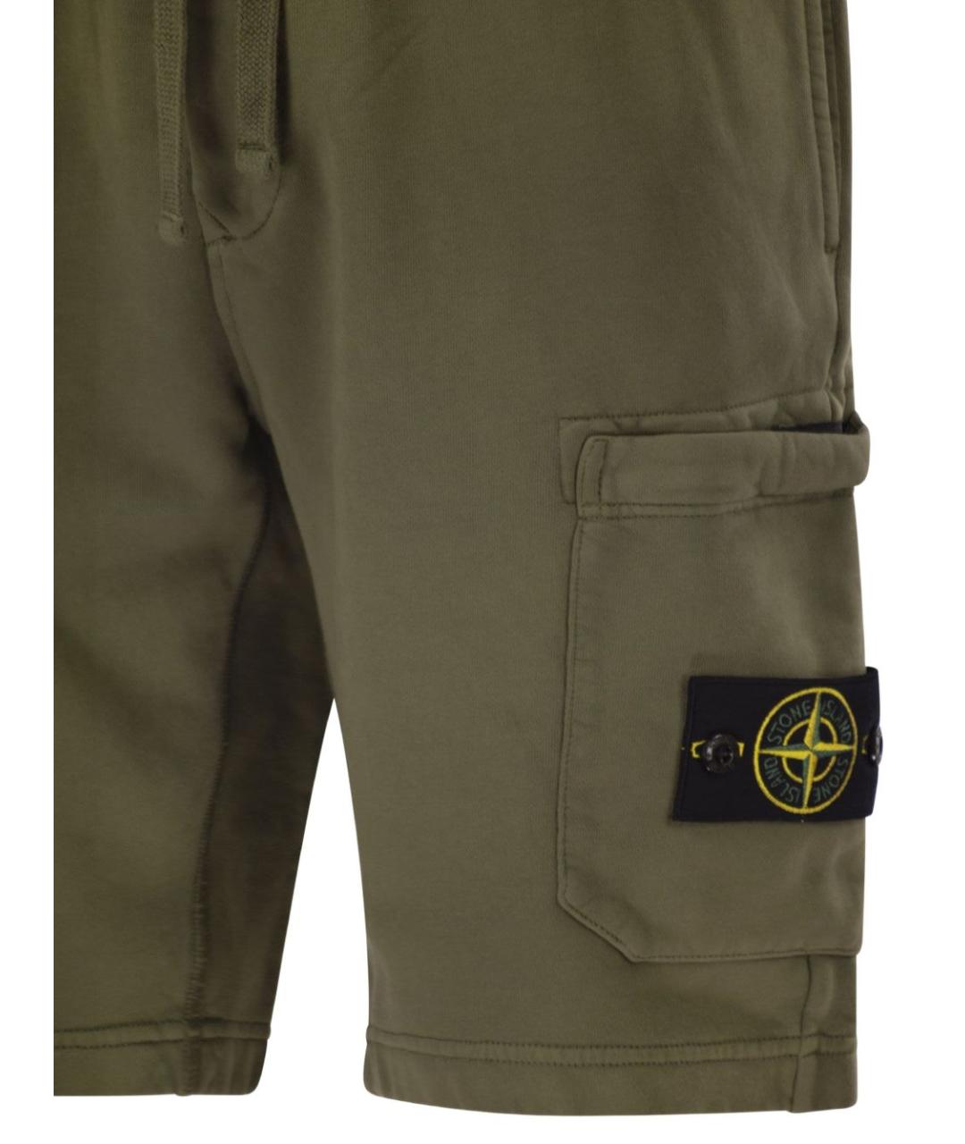 STONE ISLAND Зеленые хлопковые шорты, фото 4