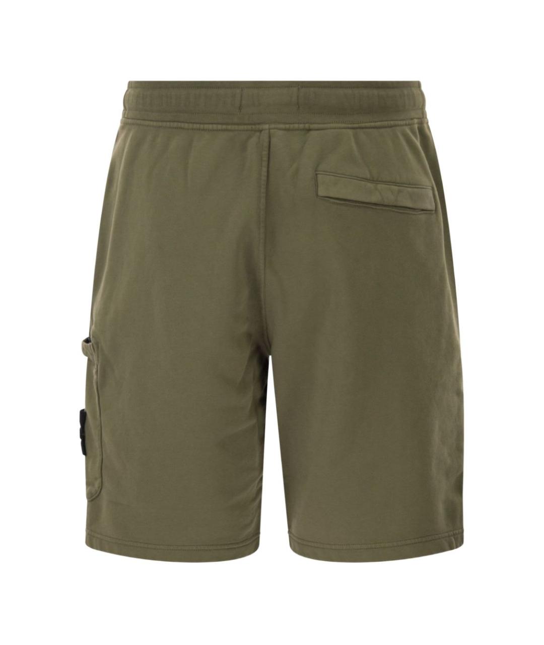 STONE ISLAND Зеленые хлопковые шорты, фото 3