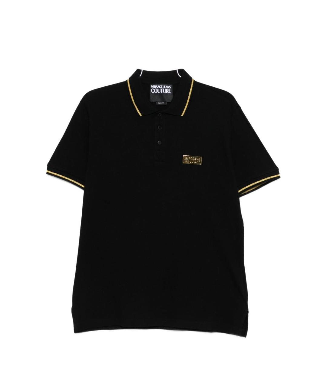 VERSACE JEANS COUTURE Черное хлопковое поло с коротким рукавом, фото 1
