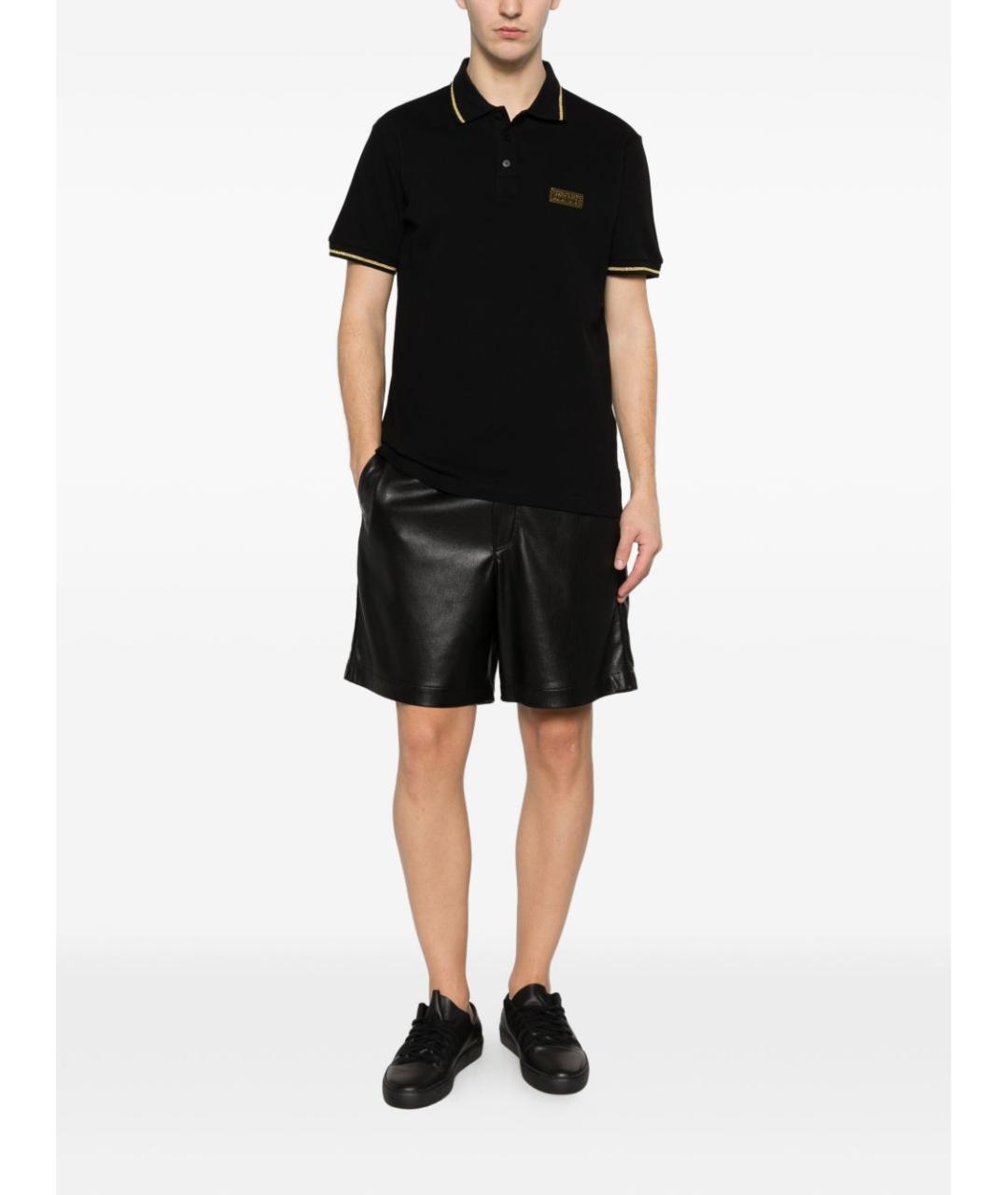VERSACE JEANS COUTURE Черное хлопковое поло с коротким рукавом, фото 2