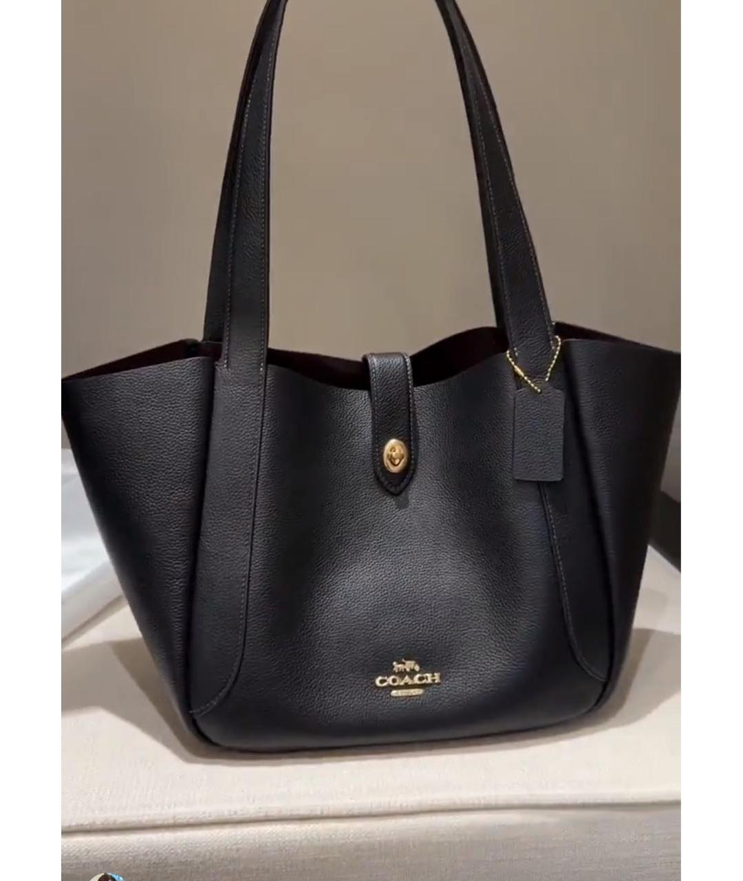 COACH Черная кожаная сумка тоут, фото 6