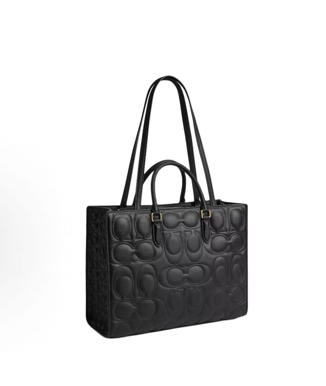 COACH Черная кожаная сумка тоут, фото 2