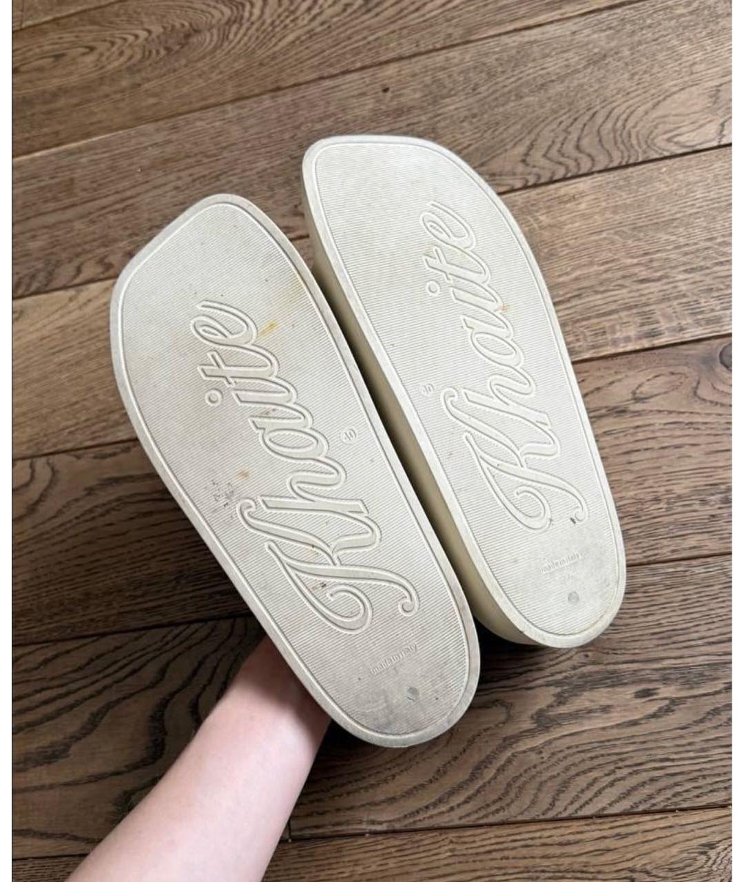 KHAITE Бежевые резиновые шлепанцы, фото 6